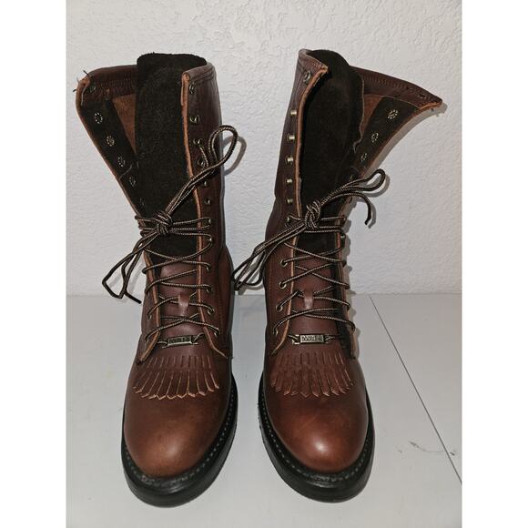 New! Double-H Womens 9 M Boots Kiltie Lace Up Lacer DH9965 Brown Leather Cowgirl - Picture 3 of 11